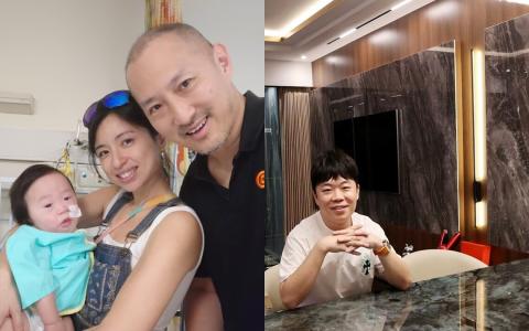 林友敬（左三）与黄立艳（左二）是八个孩子的父母；翁铭亨（右）则豪掷50万元装修组屋。（档案照片）