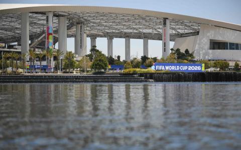 洛杉矶的SoFi体育场是举办本届世界杯美国区开幕式的体育场，可容纳7万人。（法新社）