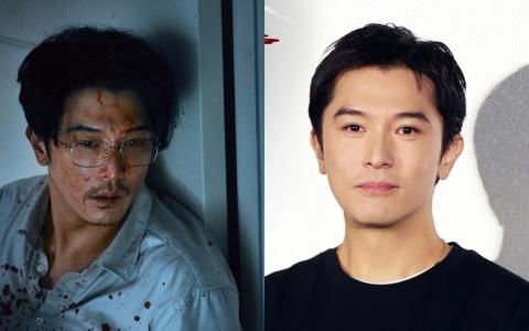 邱泽（右图）在《消失的人》中扮演丧心病狂的赌鬼（左图）。（创艺电影提供、右图取自电影《消失的人》官微）